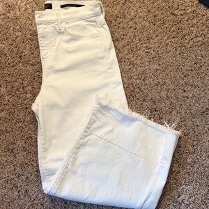 Banana Republic Wide-Leg White Jeans with Raw Hem